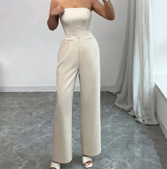 Women's Elegant Solid Color Minimalist Halter Jumpsuit - Picture 1 of 4